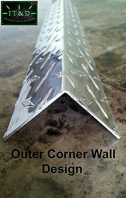 .063 (2" X 2" X 48") Aluminum Diamond Plate Tread Brite Outer Corner Guard Angle